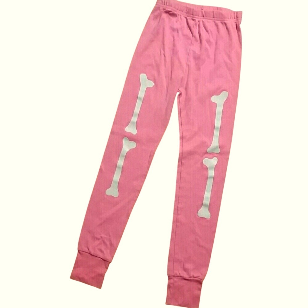 OshKosh Girls Pink Bone Halloween Jogger Pajama Leggings Size 8